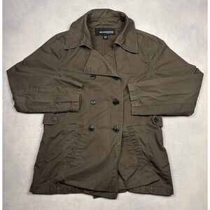 Weatherproof Garment Company Mens M Brown Cotton Double Breasted Pea Coat Jacket